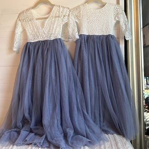 Girl’s Lace Back A-Line Straight Tutu Tulle Dress